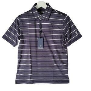 MAELREG Kids Performance Polo Shirt Navy Stripe Short Sleeve Size 10/12